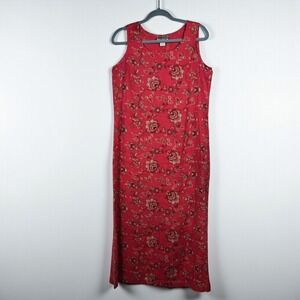 Style & Co Collection Linen Dress Women 6 Red Floral Sleeveless Maxi, Bulgaria‎